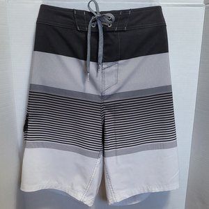 Mens Black/Grey/White Trinity Swim-Wake-Boardshorts Sz 36"